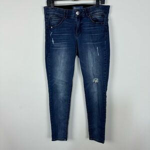 Democracy AB Technology Denim Distressed Mid Rise Skinny Jeans